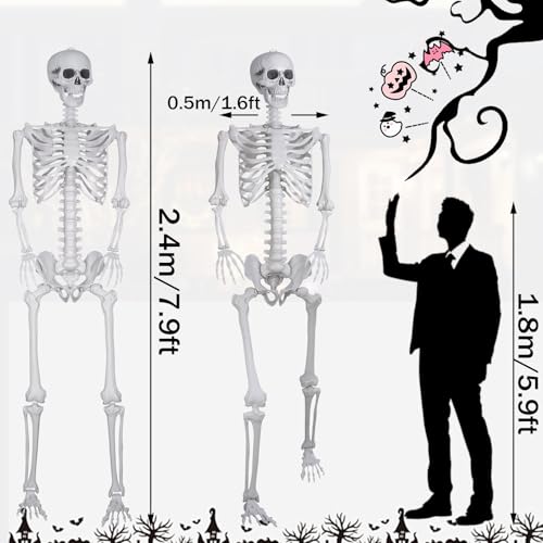 Squelette d'halloween 240cm posable grand modèle plastique réaliste - 3