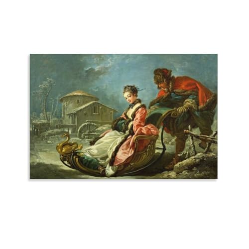 Toile François Boucher d'Hiver 40 x 60 cm, tableau décoration murale pour chambre