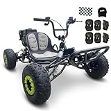Zyliathor Adult & Kids Gas Off-Road Go Kart,Adjustable Throttle Limiter, Pull Start + Kill Switch, Hydraulic Disc Brake, 4-Wheel Independent Suspension, 6' All-Terrain Tires (Black, 212cc)