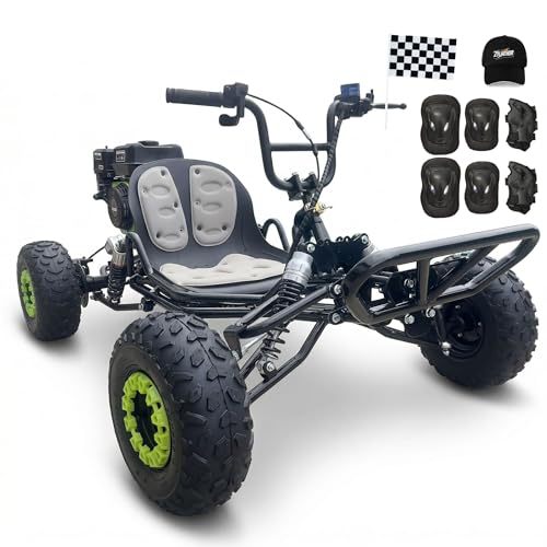 Zyliathor 212cc Off-Road Go Kart, Mid-Engine CVT Kart w/ 420 Chain, Up to 45 MPH, Heavy-Duty Steel Frame, Hydraulic Disc Brake, All-Terrain Tires, Extreme Trail & Dirt Riding (Black, 212cc)