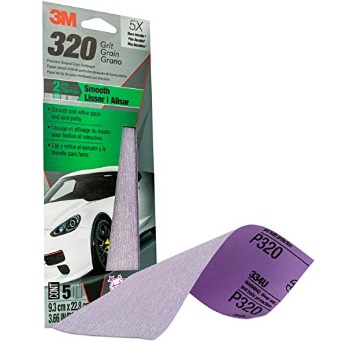 3M Performance Sandpaper, 03078, 320 Grit, 3-2/3 In X 9 In, 5 Sheets Per Pack #TOP2