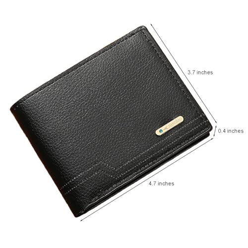 Image of Slim Wallet for Men with Coin Purse, Minimalist Wallet with Zipper, Bifold Mens Wallets with Credit Card Holder, PU Leather Men's Wallet with Money Clip, Carteras Para Hombres (Black L)