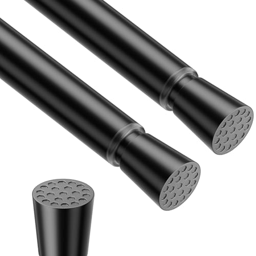 MEXAU 2 Pack Small Spring Tension Curtain Rods 12 to 18 Inch Black Thin Spring Tension Rods Adjustable Expandable Spring Curtain Rods No Drill Short Tension Rod for Closet Slim Window Cupboard Doorway