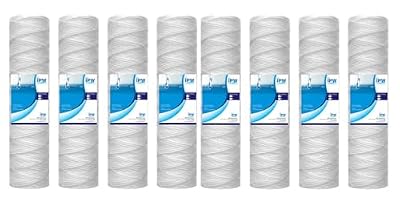 IPW Industries Inc- String Wound Sediment Water Filter Cartridges Compatible with WHKF-WHSW Models – Remove Bad Taste & Odor – Whole House Replacement Water Filter Cartridge 5 Micron- 8 Pack