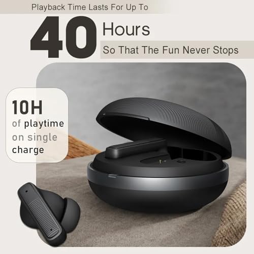 Image of True Wireless Stereo in Ear Earbuds with Environmental Noise Cancellation Quad Mic | Low Latency Gaming | Type-C Fast Charging | IPX5 Waterproof Standard | Bluetooth 5.4 Earbuds TWS [ Black ]