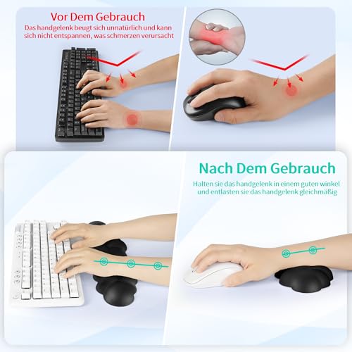Sushret Wolkenförmige Handballenauflage für Tastatur, ergonomische Tastatur-Handauflage aus PU-Leder mit Memory-Schaum gegen Müdigkeit, Schreibtisch Zubehör für Büro, PC & Gaming – Schwarz