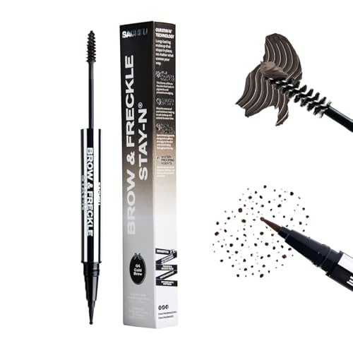 Sacheu Brow & Freckle STAY-N Tinted Eyebrow Gel & Faux Freckle Pen — 2-in-1 Longwear Water Resistant Brows Tint, Cruelty-Free & Vegan, Cold Brew