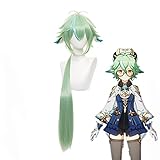 Aadesso Sucrose Costume Cosplay Wig For Game Genshin Impact Costume Wig Mixed Light Green Halloween Cosplay Hair Wig With Free Wig