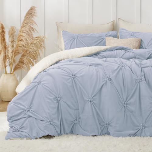 Image of BEDELITE Fluffy Sherpa King Comforter Set,Pintuck-Lavender