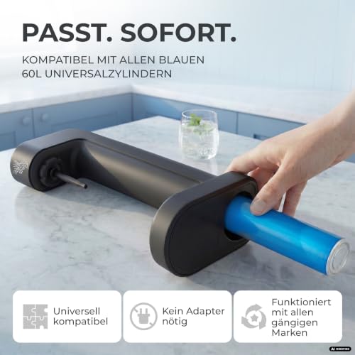 Foto von Luckymoose Infinity Wassersprudler mit 2x 1,25L langlebigen, spülmaschinenfesten Edelstahlflaschen – CO₂-sparende Sprudelwasser Maschine – Kompatibel mit den blauen 60l CO₂-Zylindern