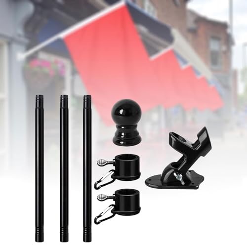 Mât de drapeau extérieur noir avec support à anneaux rotatifs