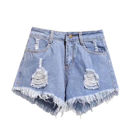 Short en jean ample femme taille haute trapeze vetement mode ete volants