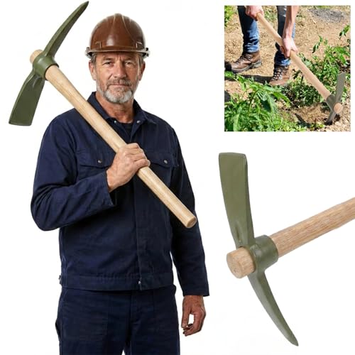 WY8 Heavy Duty Pick Axe 2.8kg with 85cm Solid Beechwood Handle - Forged Steel Dual Head Pickaxe & Mattock - Professional Garden Digging Tool for Breaking Tough Ground Roots and Rocks