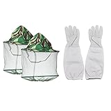 Paket enthalten: 1 Paar Ziegenfell Imker-Handschuhe und 2 Pack Imker Hut.