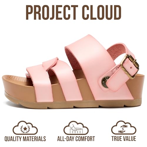 Image of Project Cloud Kids Sandals for Girls - Girls Sandals with Adjustable Buckle Closure, Comfortable Plush & Soft Insole w /Wedge Design Non-Slip Outsole