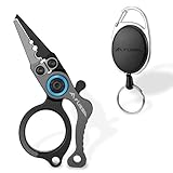 FLISSA Mini Fishing Pliers with Fly Fishing Zinger Retractor, Fish Hook Remover Tool, Split Ring Pliers for Saltwater & Freshwater, Tungsten Carbide Cutters, Fishing Gear Gift for Anglers