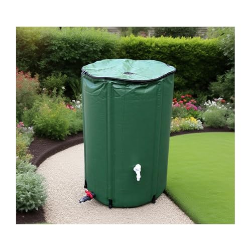 HOFUNTRE Barril Plegable ，Barril De Lluvia Plegable，Gran Capacidad De Almacenamiento De Agua, Diseño De Cubierta Superior con Rejilla De Filtro for Bloquear Los Residuos.(Green,100L)