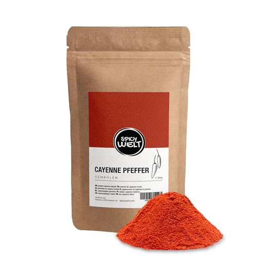 Spicy Welt Pimienta de Cayena Molida – Pimienta de Cayena en Polvo para Sopas, Salsas, Marinados & Parrilladas | Aroma Intenso | 100% Natural, Sin Aditivos (250g)