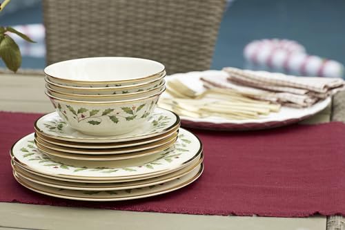 Image of Lenox 893172 Holiday 12-Piece Plate and Bowl Set, Christmas Dinnerware, Hosting