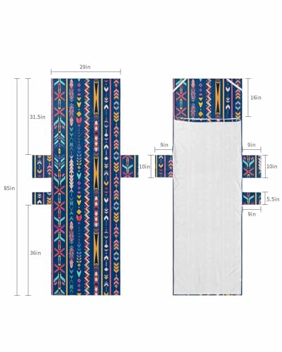 Blue Aztec Beach Chair Cover with Side Pockets, Microfiber & Quick Dry Pool Chaise Lounge Chair Towels Covers for Sun Sunbathing Patio Garden Hotel, Antique Oriental Farmhouse Mexican Stripe Tribal