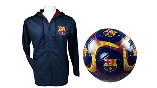 FC Barcelona Official Soccer Hoodie Jacket & Size 5 Ball Combo Adult 30 XL