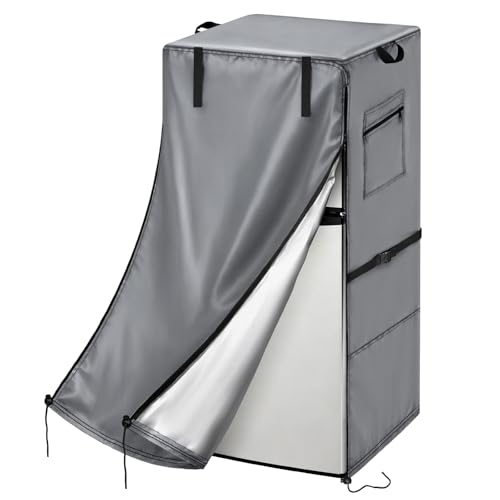 Safipotts Kühlschrankabdeckung, wasserdicht, staubdicht, zum Schutz von aufrechten Gefrierschränken, geeignet für Kühlräume, ca. 90 cm B x 76 cm T x 180 H, Grau