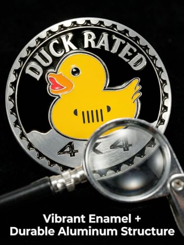 Image of 2 PCS Duck Rated Car Emblem, 4 x 4 Metal Automotive Badge, 3D Round Metal Car Badges Emblems, Car Badge Decals Stickers Compatible with Jeep Wrangler Vehicles Trucks SUV RV(Duck Rated-A)
