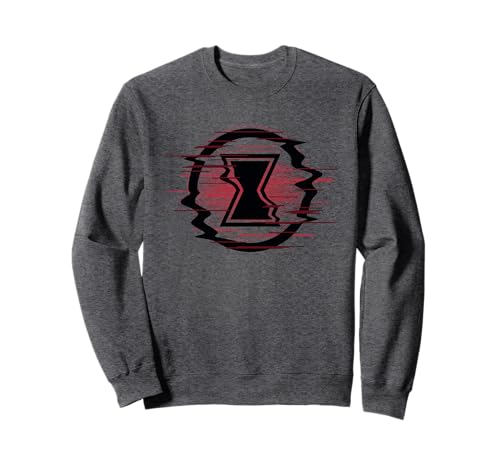 Sweatshirt Avengers Black Widow sweat col rond motif sablier blur Marvel noir