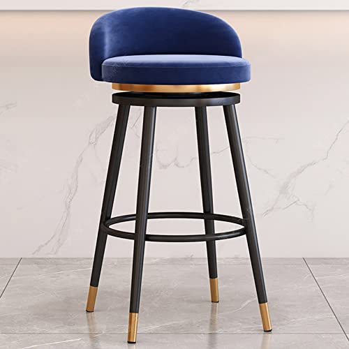 ASBEQUZBE Taburetes de Bar giratorios de Terciopelo de 360°, Juego de 1 taburetes de Bar de Metal Modernos con Respaldo para IslandBar, Color Negro Stabilize
