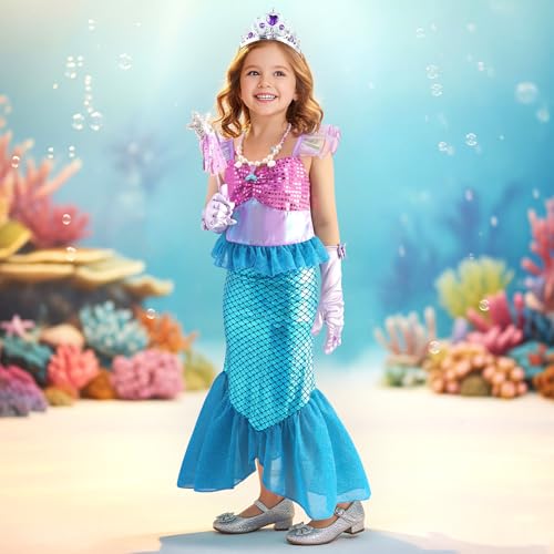 Disfraz de sirena para niñas princesa miniatura 6