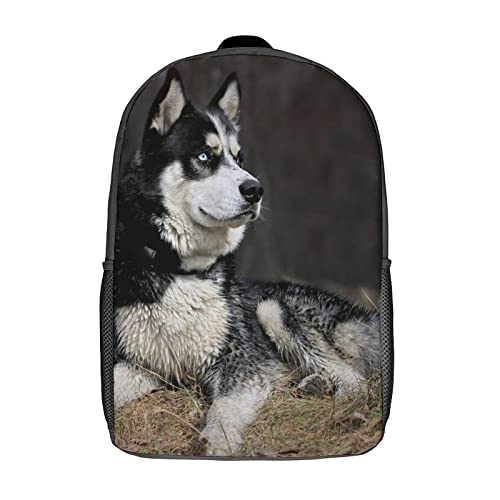 Sac à dos d'école imprimé 3D chien grand cartable résistant de 17 pouces