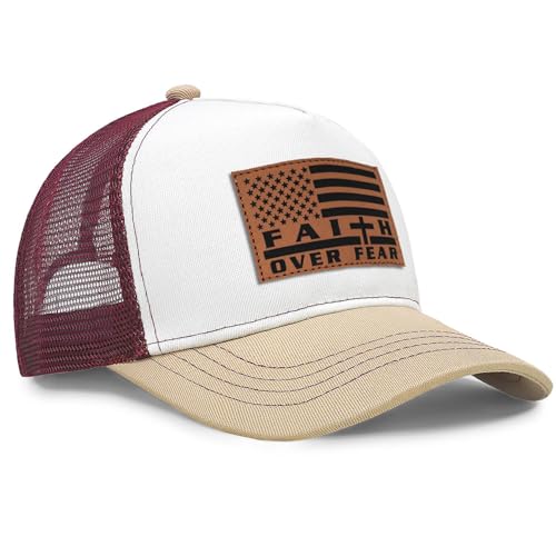 Image of Jesus Hat Christian Gifts for Men American Flag Hats Faith Over Fear Hat Fathers Day Christmas Birthday Gifts for Friend