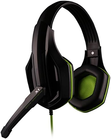 X1GN Lightweight Gaming Stereo Headsets Computer Headband Headphone with Dual 3.5mm Jack Inline Controls + Noise Cancelling Mic Deep Bass for PC Laptop Desktop Notebook Gamer(Green)