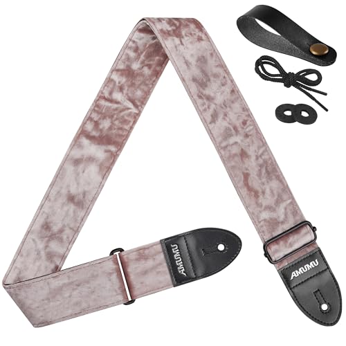Amumu Flocked Velvet Guitar Strap - Guitar Accessories - Bass strap, Electric Guitar Strap, Acoustic Guitar Strap, Shell Powder