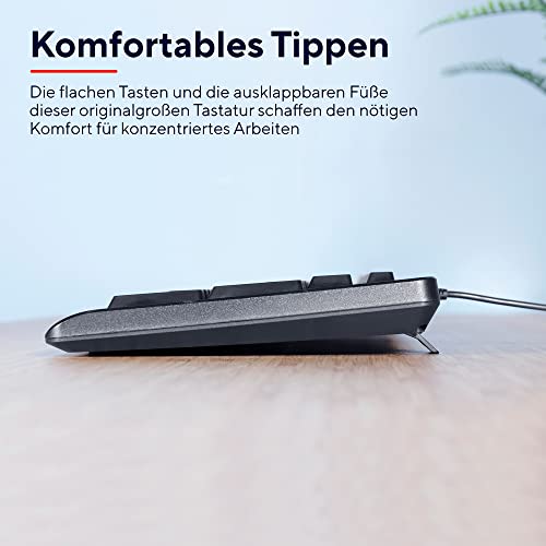 Trust Taro Kabelgebundenes Tastatur und Maus Set, Deutsches QWERTZ Layout, Leise Tasten und Maustasten, Spritzwassergeschützt, USB-Anschluss, für PC, Laptop, MacBook, Windows, macOS - Schwarz