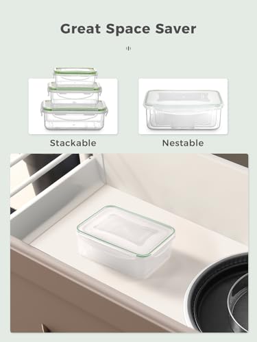 Yabano Food Storage Containers with Lid, 5 Pieces BPA-Free Plastic Fridge/Freezer Containers for Kitchen Storage and Organization, Leak Proof, Stackable Meal Prep Container - Image 6