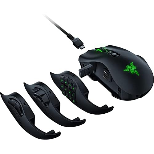 Razer Naga Pro Wireless Gaming Mouse: Interchangeable Side Plate w/ 2, 6, 12 Button Configurations – Focus+ 20K DPI Optical Sensor – Fastest Gaming Mouse Switch – Chroma RGB Lighting