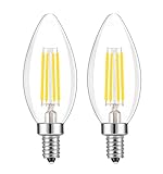 Lamsky E14 Base LED Filament Candle Shape Light Bulb,E14 European Base Bulb,Daylight 6000K 400LM 40W