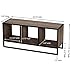 Household Essentials Jamestown TV Stand Coffee Table with Square Cube Storage Compartments Ashwood Rustic Wood Grain and Black Metal