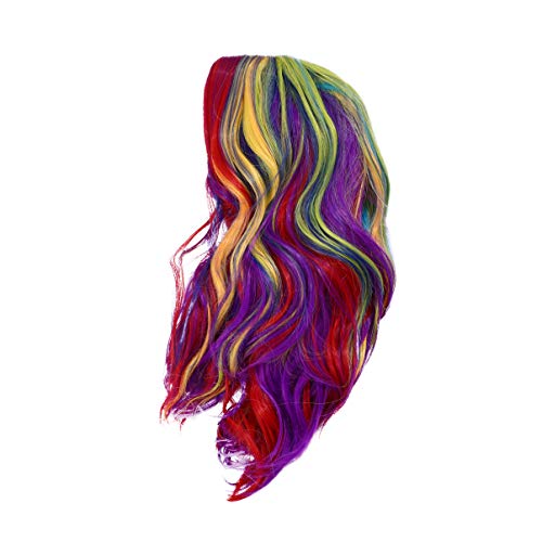 PIXNOR Peruca Longa Ondulada Feminina Peruca Loira Encaracolada Arco-Ãris Peruca Multi Colorida Peru