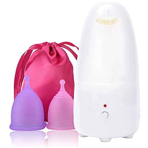 Fliurich Menstrual Cup Steamer Cleaner - Portable Menstrual Cup Wash Kit, High Temperature Steam Sterilization, One Button Control, Comes with Two Reusable Period Cup
