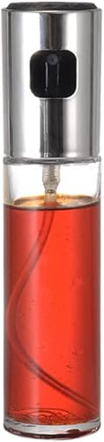 AKOAK 1 pulverizador de aceite de cocina, dispensador de aceite de oliva de 3.5 fl oz, botella de vidrio transparente de grado alimenticio, para