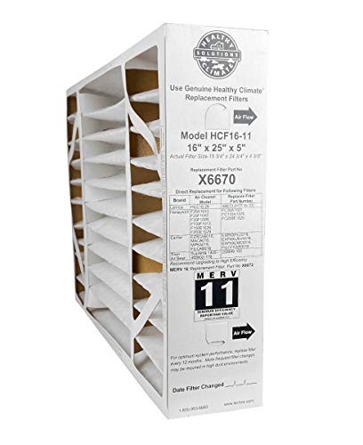 Filtro de aire Lennox 16x25x5 X6670 compatible con Honeywell para purificar el hogar.