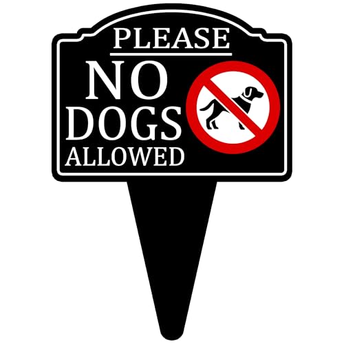Please No Dogs Allowed Yard Sign For Lawn Grass Home or Business Front Door Durable Metal Built In Stake