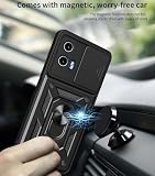 GOKEN Etui do Motorola Moto G24 / Moto G04, pancerz dwuwarstwowa osłona z elastycznym miękkim silikonem i twardym PC, obracającym się o 360°, suwakiem obiektywu ochronnego i magnetycznym mocowaniem