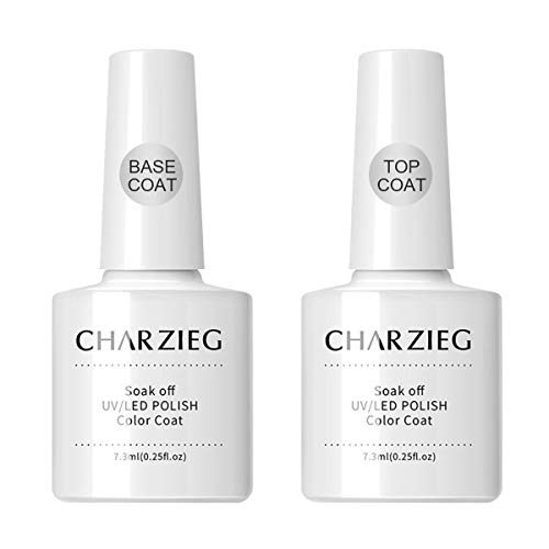 2 Pcs Gel Nail Polish No Wipe Top Coat & Base Coat Set, Nail Gel PolishTop Gel Coat Base Coat Set (7.3ML/Bottle), Soak Off LED UV Nail Gel Polish Bottom Foundation Top Coat Kit