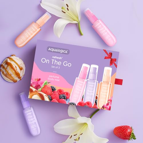 Aqualogica Refresh+ Perfume Body Mist Set for Women – Vanilla, Strawberry & Lily of the Valley | Travel-Friendly, Long-Lasting Fragrance | 20ml x 3 (60ml / 2.02 oz)