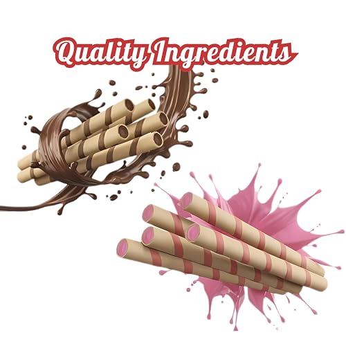 Image of PICKWICK Chocolate & Strawberry Flavoured Wafer Rolls - Combo Pack, 150gm x 2 Jar | Indulge in our crispy, cream biscuit snacks-perfect for both kids and adults.