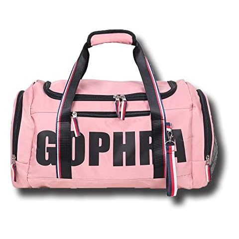 GOPHRALOVE Sports Bag for Men and Women, Sports Travel Bag with Shoe Compartment and Wet Compartment, Weekender Bag, 26 L, pink, 26 L Cover