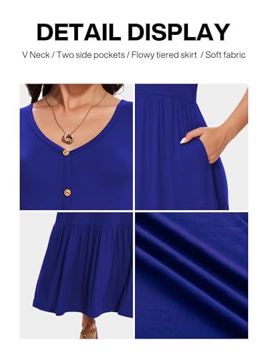 Image of VIISHOW Women's Short Sleeve Maxi Dress 2026 Summer V Neck Knit Loose Plain Empire Waist Casual Dresses with Pockets